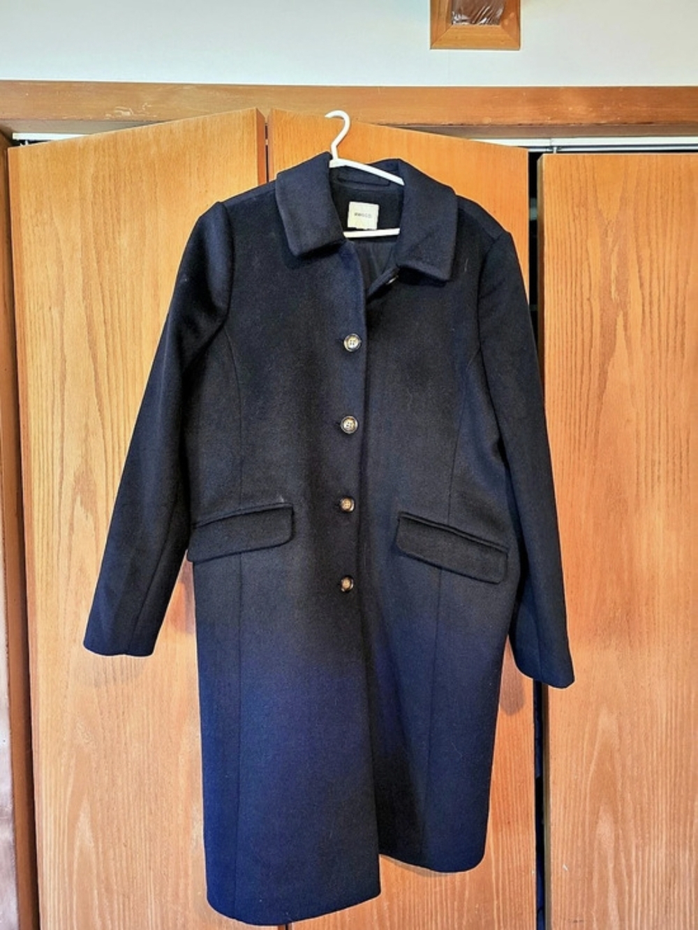 RW&CO. Women's Navy BLUEButton-Front Pea Coat